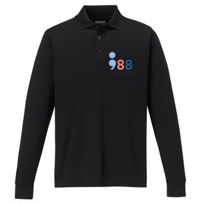 988 Mental Health Matters Suicide Prevention Awareness Performance Long Sleeve Polo