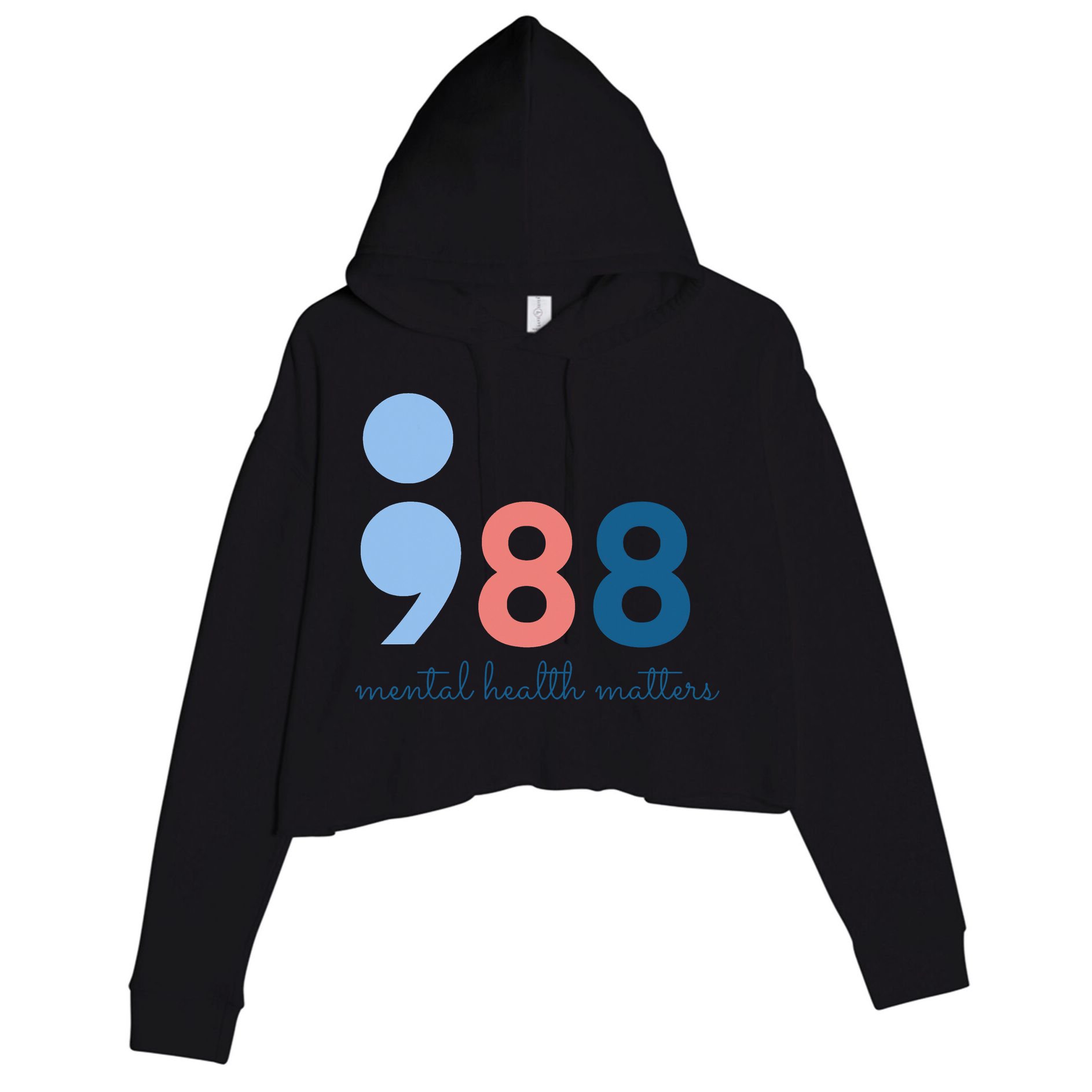 988 Mental Health Matters Suicide Prevention Awareness Crop Fleece Hoodie