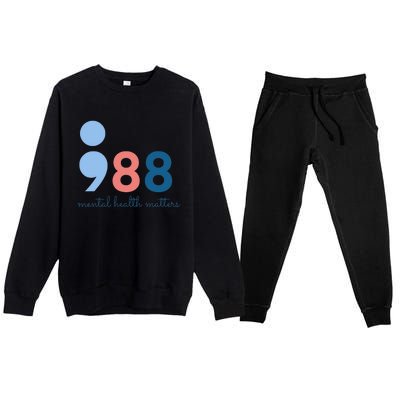 988 Mental Health Matters Suicide Prevention Awareness Premium Crewneck Sweatsuit Set