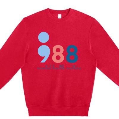 988 Mental Health Matters Suicide Prevention Awareness Premium Crewneck Sweatshirt