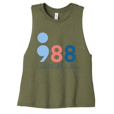 988 Mental Health Matters Suicide Prevention Awareness Women's Racerback Cropped Tank