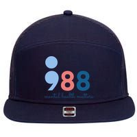 988 Mental Health Matters Suicide Prevention Awareness 7 Panel Mesh Trucker Snapback Hat