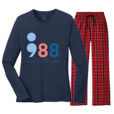 988 Mental Health Matters Suicide Prevention Awareness Women's Long Sleeve Flannel Pajama Set 