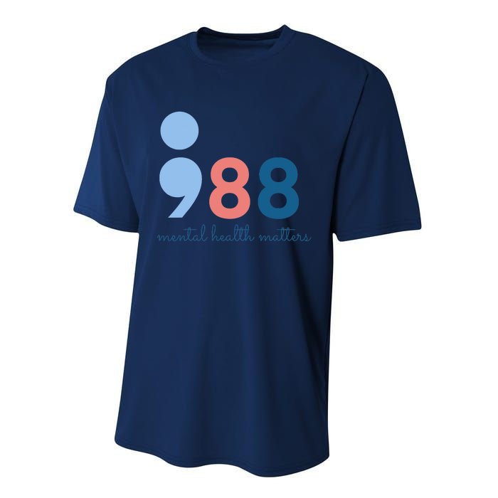 988 Mental Health Matters Suicide Prevention Awareness Performance Sprint T-Shirt