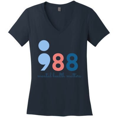 988 Mental Health Matters Suicide Prevention Awareness Women's V-Neck T-Shirt