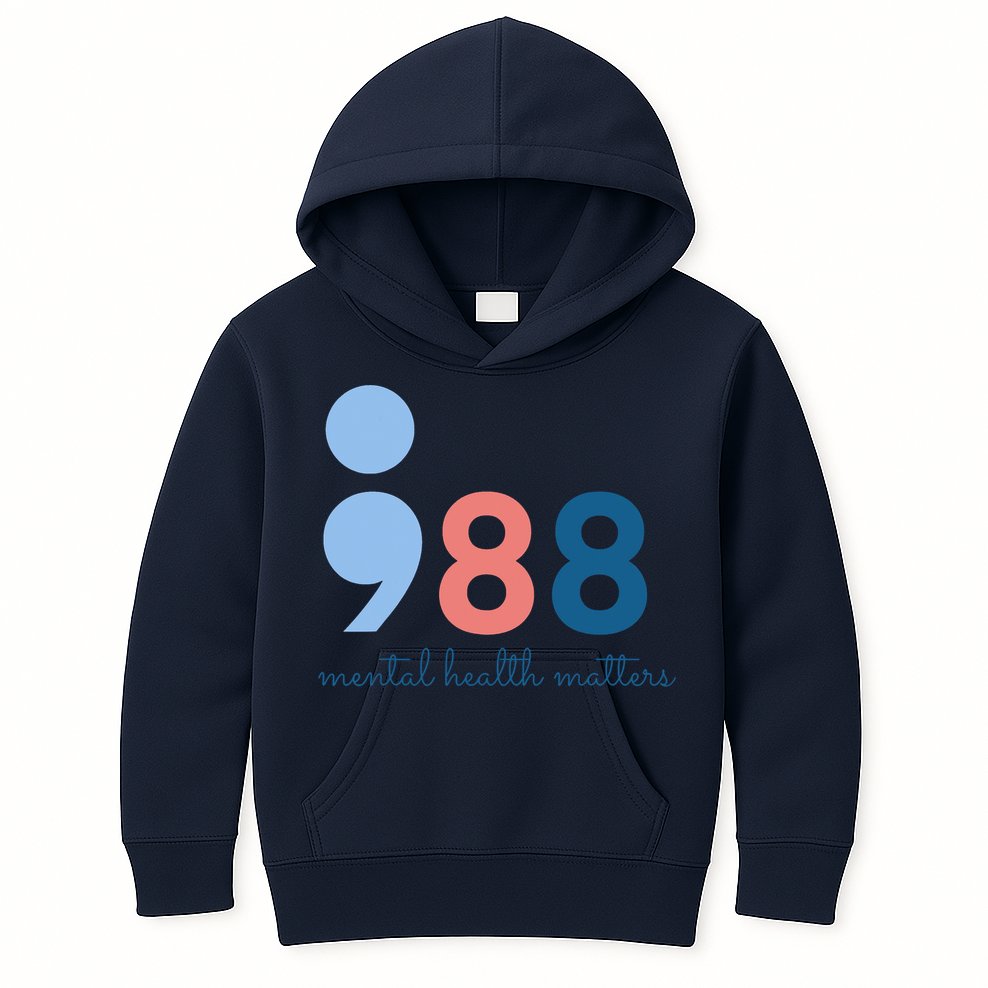 988 Mental Health Matters Suicide Prevention Awareness Kids Hoodie