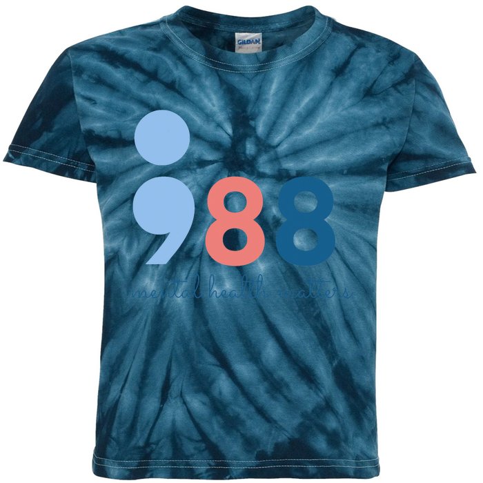 988 Mental Health Matters Suicide Prevention Awareness Kids Tie-Dye T-Shirt