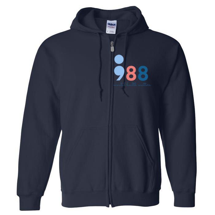 988 Mental Health Matters Suicide Prevention Awareness Full Zip Hoodie