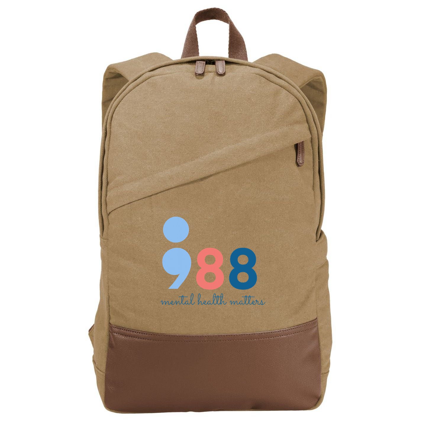 988 Mental Health Matters Suicide Prevention Awareness Cotton Canvas Backpack