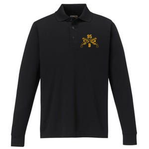 95b Military Police Officer Crossed Pistols Gift Performance Long Sleeve Polo