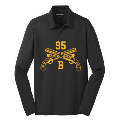 95b Military Police Officer Crossed Pistols Gift Silk Touch Performance Long Sleeve Polo