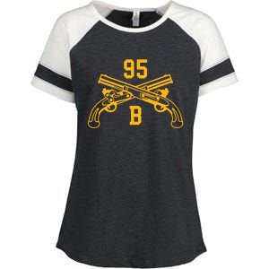 95b Military Police Officer Crossed Pistols Gift Enza Ladies Jersey Colorblock Tee