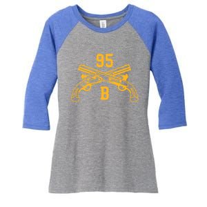 95b Military Police Officer Crossed Pistols Gift Women's Tri-Blend 3/4-Sleeve Raglan Shirt