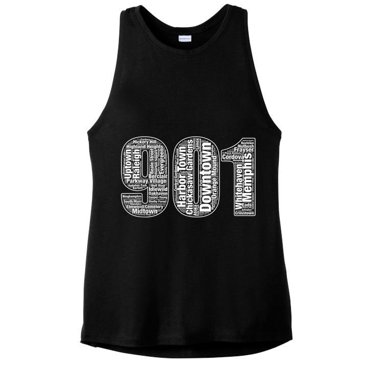 901 Memphis Typography Word Art Ladies PosiCharge Tri-Blend Wicking Tank