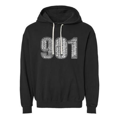 901 Memphis Typography Word Art Garment-Dyed Fleece Hoodie