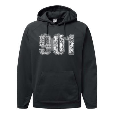 901 Memphis Typography Word Art Performance Fleece Hoodie