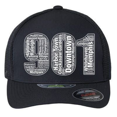 901 Memphis Typography Word Art Flexfit Unipanel Trucker Cap