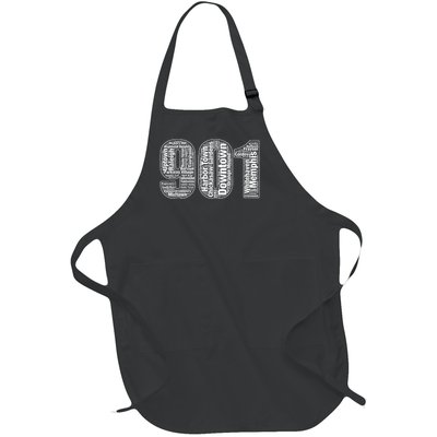 901 Memphis Typography Word Art Full-Length Apron With Pockets