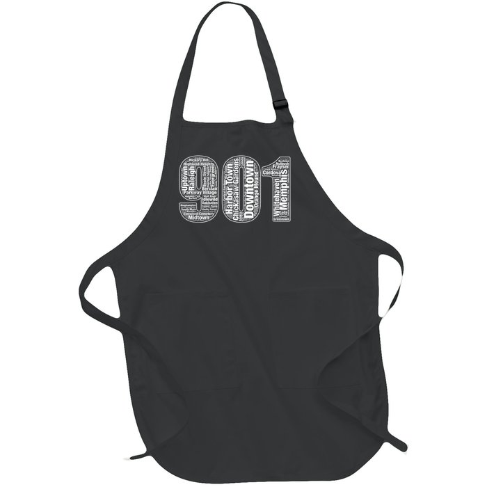 901 Memphis Typography Word Art Full-Length Apron With Pockets