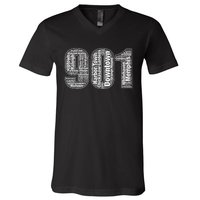 901 Memphis Typography Word Art V-Neck T-Shirt