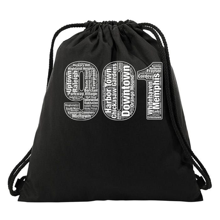 901 Memphis Typography Word Art Drawstring Bag