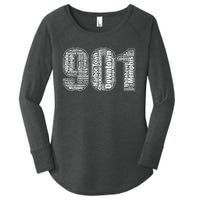 901 Memphis Typography Word Art Women's Perfect Tri Tunic Long Sleeve Shirt