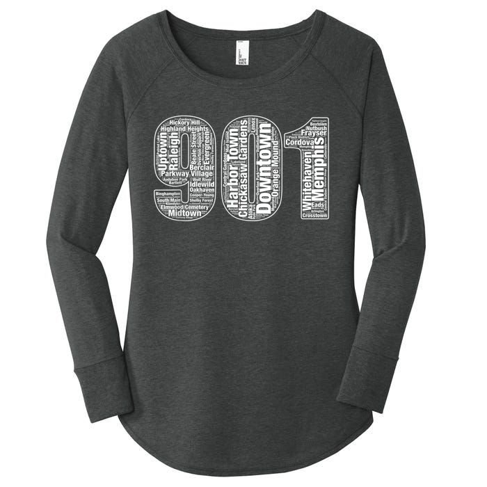 901 Memphis Typography Word Art Women's Perfect Tri Tunic Long Sleeve Shirt