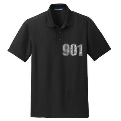 901 Memphis Typography Word Art Dry Zone Grid Polo