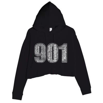 901 Memphis Typography Word Art Crop Fleece Hoodie