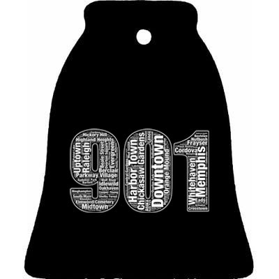 901 Memphis Typography Word Art Ceramic Bell Ornament