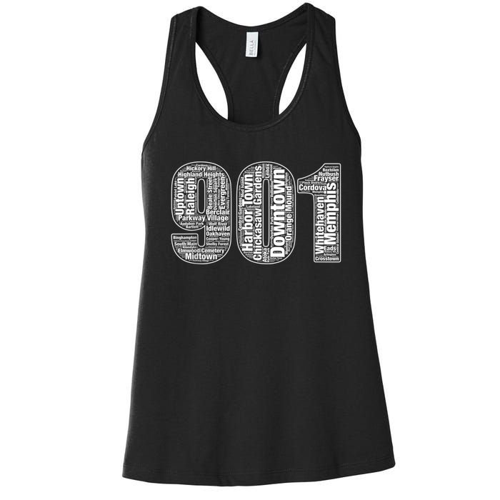 901 Memphis Typography Word Art Women's Racerback Tank