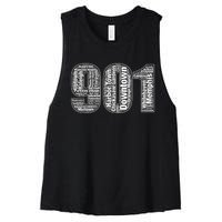 901 Memphis Typography Word Art Women's Racerback Cropped Tank