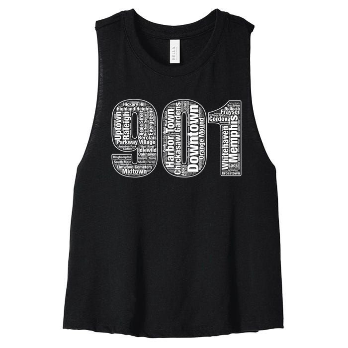 901 Memphis Typography Word Art Women's Racerback Cropped Tank