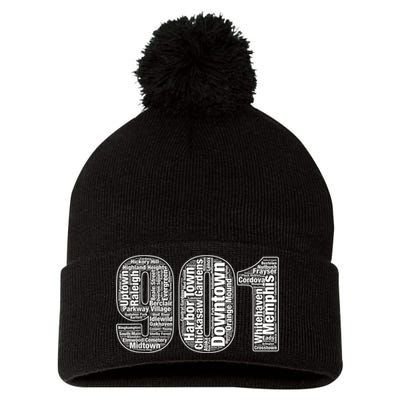 901 Memphis Typography Word Art Pom Pom 12in Knit Beanie