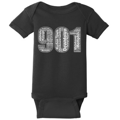 901 Memphis Typography Word Art Baby Bodysuit