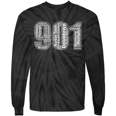 901 Memphis Typography Word Art Tie-Dye Long Sleeve Shirt