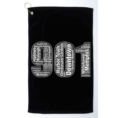 901 Memphis Typography Word Art Platinum Collection Golf Towel