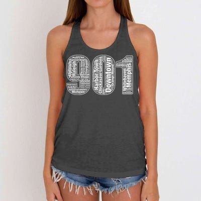 901 Memphis Typography Word Art Women's Knotted Racerback Tank