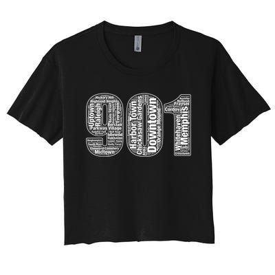 901 Memphis Typography Word Art Women's Crop Top Tee