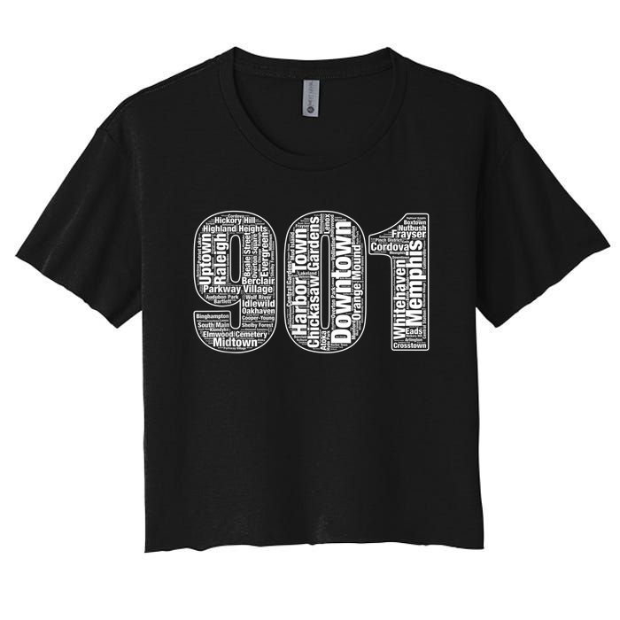 901 Memphis Typography Word Art Women's Crop Top Tee