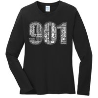 901 Memphis Typography Word Art Ladies Long Sleeve Shirt