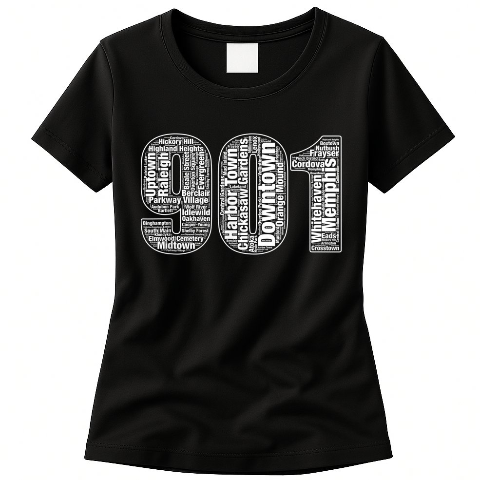 901 Memphis Typography Word Art Womens T-Shirt
