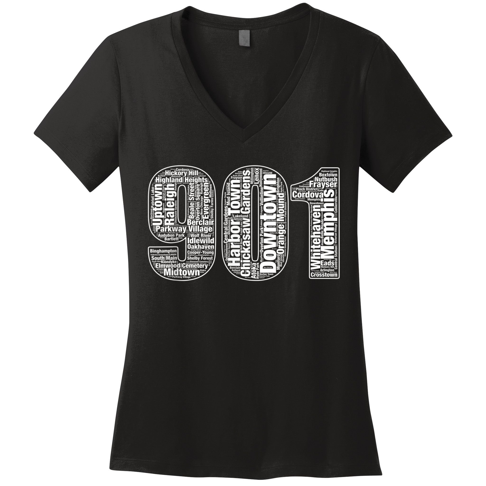 901 Memphis Typography Word Art Women's V-Neck T-Shirt