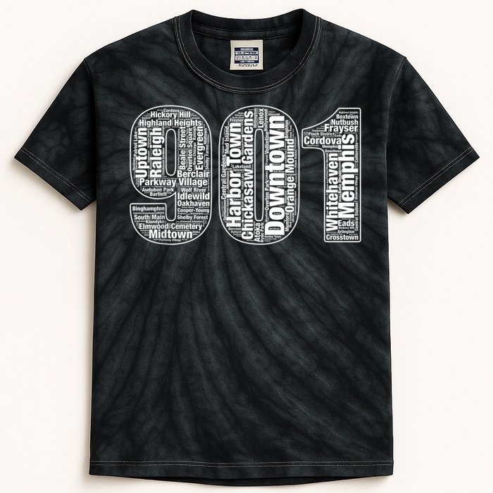 901 Memphis Typography Word Art Kids Tie-Dye T-Shirt