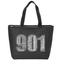 901 Memphis Typography Word Art Zip Tote Bag