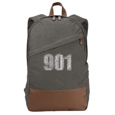 901 Memphis Typography Word Art Cotton Canvas Backpack