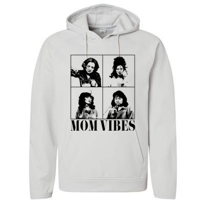 90’S Mom Vibes Vintage Funny Cool Mom Trendy MotherS Day Performance Fleece Hoodie