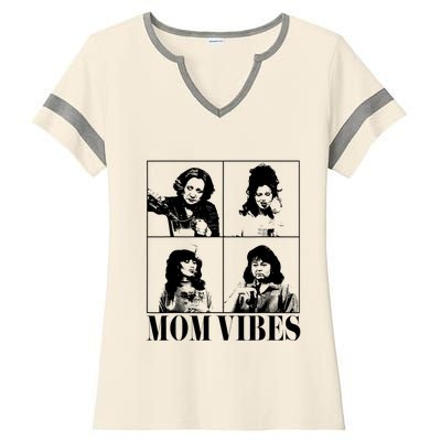 90’S Mom Vibes Vintage Funny Cool Mom Trendy MotherS Day Ladies Halftime Notch Neck Tee