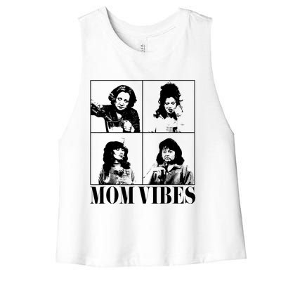 90’S Mom Vibes Vintage Funny Cool Mom Trendy MotherS Day Women's Racerback Cropped Tank