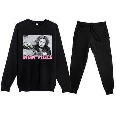 90’S Mom Vibes Vintage Retro Funny Mom Life Mother Day Premium Crewneck Sweatsuit Set